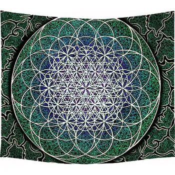 Šátek Šátek - přehoz Květ Života - modrá / zelená