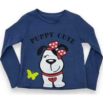 Dívčí tričko Dantony Dívčí trička s dlouhým rukávem PUPPY Barva: Modrá, Velikost: 116