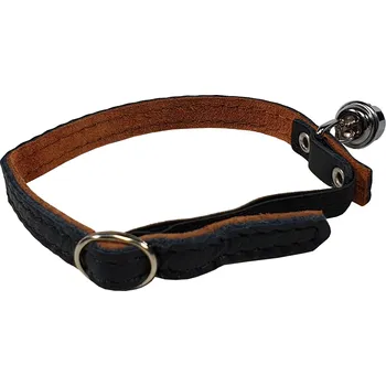 obojek pro kočku HUHUBAMBOO obojek CAT kožený 1 x 32 cm, černý