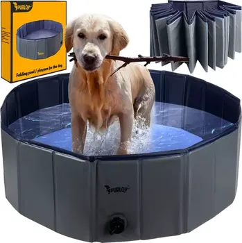 bazén pro psa Purlov Skládací bazének pro psy 100 x 30 cm modrý/šedý