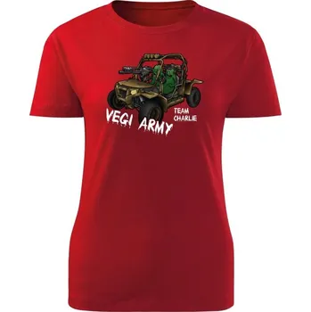 Dámské tričko Dámské tričko Charlie team - Vegi army - červená