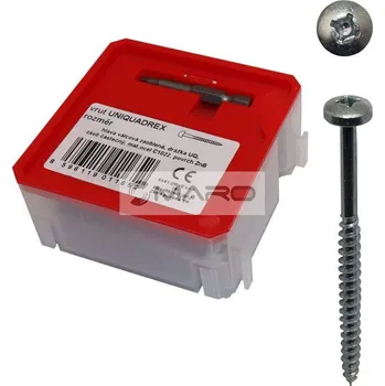 Vrut Vrut do dřeva s půlkulatou hlavou UQ PAN 5 x 70 mm, drážka UNIQUADREX, částečný závit, Q-box 50 ks + bit, 8596119011652