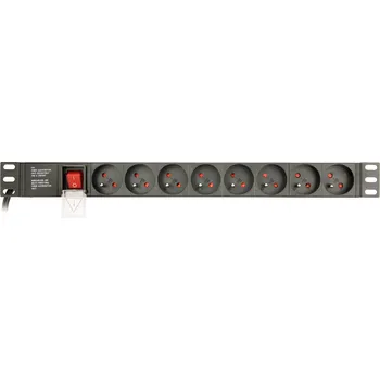 Prodlužovací kabel Gembird PDU 8 zásuvek, 1U, 16 A, 3m EG-PDU-014-F