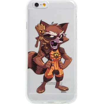 Pouzdro na mobilní telefon Kryt MARVEL pro Apple iPhone 6 / 6S - Strážci Galaxie - Rocket a Groot - gumový - průhledný