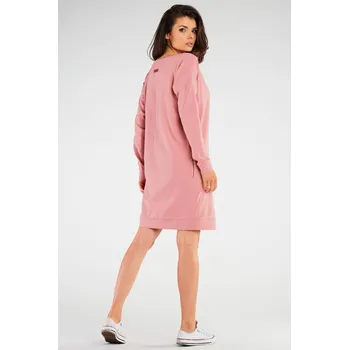 Dámské šaty Volné šaty s dlouhými rukávy M257 Barva: Růžová, Velikost: L/XL