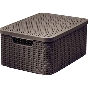 Úložný box DOMO SERVICE Úložný box RATTAN Style2 s víkem M - hnědý
