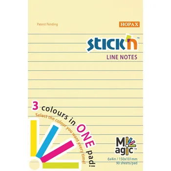 Samolepící bloček Samolepicí bločky Stick´n by Hopax - 101 mm x 150 mm / linka / 90 lístků / Magic / pastel