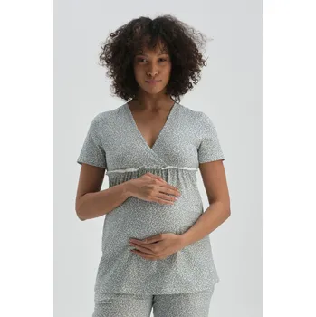 Dagi zelený bavlněný těhotenský top s výstřihem do V Dagi šedá 2302547
