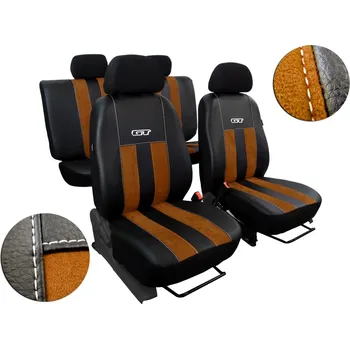 Ochranný autopotah Autopotahy NISSAN PULSAR, se zadní loketní opěrkou, od r.2014, GT kůže a alcantara hnědé