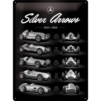 Plechová cedule Retro cedule plech 40 x 30 cm Mercedes-Benz (Silver Arrows Chart) Retro cedule plech 40 x 30 cm Mercedes-Benz