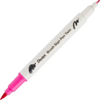 Štětcový popisovač Pentel Brush Sign Pen Twin - růžová Barva: T109 - Pink