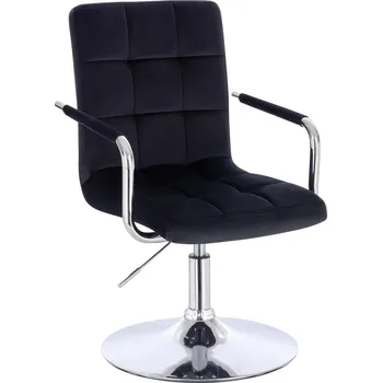 Křeslo Velurové otočné křeslo Bergen černé na stříbrném talíři
