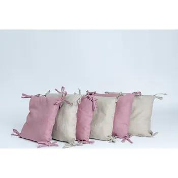 Příslušenství pro dětskou postel a kolébku Tulimese Polštářkový mantinel do postýlky lněný přírodní pivoňkový VÝBĚR POČTU POLŠTÁŘKŮ: SOUPRAVA 6KS