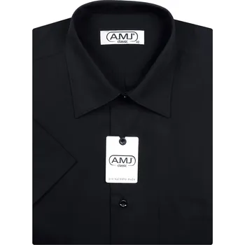 Pánská košile AMJ jednobarevná JK017, černá, krátký rukáv, vel. 38