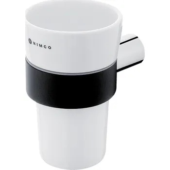 Nástěnný držák na zubní kartáčky s keramickým pohárkem, držák černý a chrom NIMCO NAVA NA 28058KU Nimco