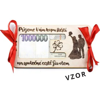 Obálka Dřevěná obálka na peníze Milión (nevypálená)