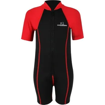 Neoprenový oblek Plavecký UV neopren Two Bare Feet s lykrou červený, Velikosti XL 6 let
