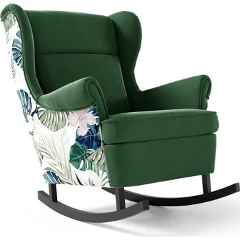 Křeslo Houpací křeslo Lorenzo - Tmavě zelená Barva nožiček: Černá