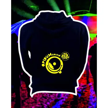 Pánská mikina TEKNOSHOP Opidum Sound Love Techno Forever tekno mikina na zip s kapucí s potiskem L černá