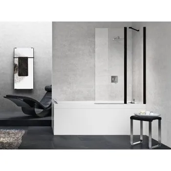 Vanová zástěna Novellini Young 3V Black Vanová zástěna 98 x 150 cm, otevírací, Černá / Transparent, VZA2YO-H98