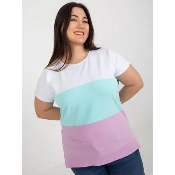 Dámská halenka Dámská halenka s kulatým výstřihem plus size AUDREE bílo-mátová