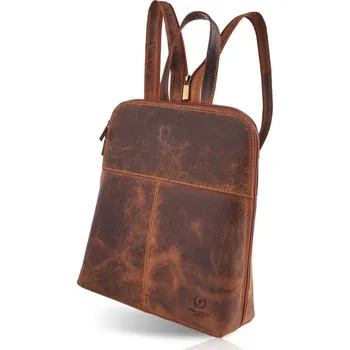 Městský batoh Paolo Peruzzi Dámský kožený batoh z přírodní kůže PERUZZI; hnědá vintage