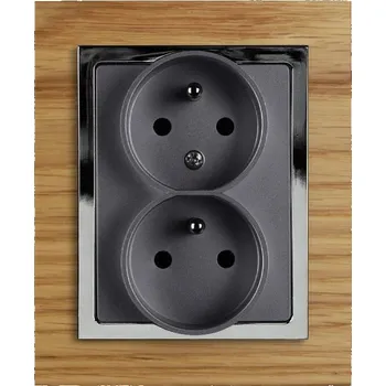 Stavebniny Timex Dvojzásuvka Opus Premium Plus dřevo buk, chrom / grafit