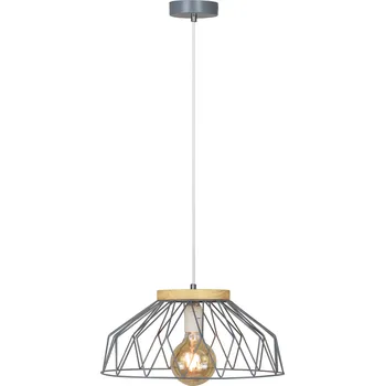 Lampička Visící lampa, šedá/přírodní, dřevo/kov, TREX TYP 2
