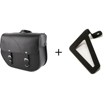 Zavazadlo na motocykl Kožená sedlová brašna CUSTOMACCES SANT LOUIS APS004N černý pravé, s univerzální montáží