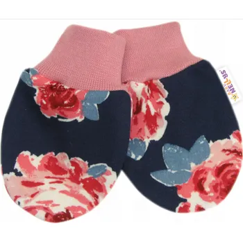 Kojenecký body Baby Nellys Kojenecké rukavičky Růže - pudrové/granát, 56/62, Velikost koj. oblečení 56-62 (0-3m)