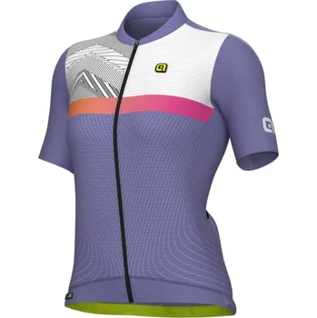 cyklistický dres ALÉ Cyklistický dres s krátkým rukávem - ZIG ZAG PR-S - fialová M