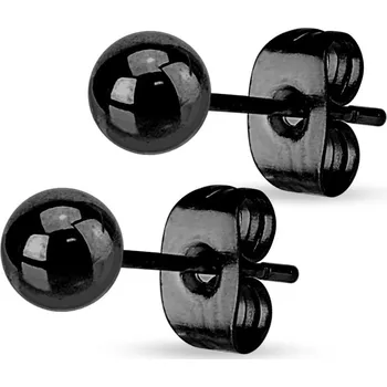 Náušnice Šperky4U Ocelové náušnice - kuličky černé - OPN1003-7