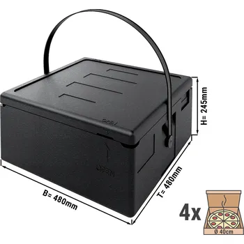 Pec na pizzu G.Gastro Pizza Transport Thermo Box – 4x Ø40 cm – Handles – Stackable, Dishwasher‑Safe