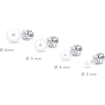 Náušnice ŠPERKY-NM, Zlaté náušnice s perlou 1186 bílé zlato Velikost perly: 3mm
