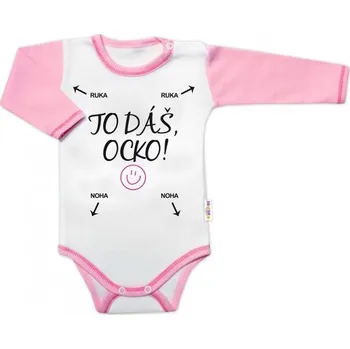 Body dlouhý rukáv s vtipným textem Baby Nellys, TO DÁŠ OCKO, holka, Velikost koj. oblečení 68 (3-6m)