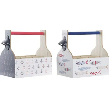 Stojan na víno Stojan na láhve DKD Home Decor Středozemní MDF Vícebarevný (27 x 16,5 x 25,5 cm) (2 ks)