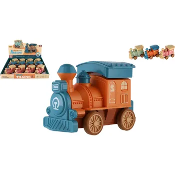Vláček a vláčkodráha Teddies Lokomotiva/vlak plast 13cm na setrvačník 3 barvy