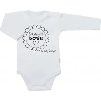 Body dlouhý rukáv Made with love, Baby Nellys, šedé, Velikost koj. oblečení 62 (2-3m)