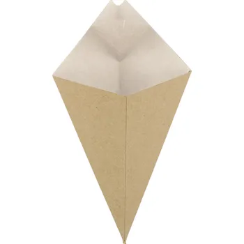 Jednorázové nádobí Gastro obaly Kornout pevný kraft se zobáčkem velký, 250g (min. počet 1200ks)