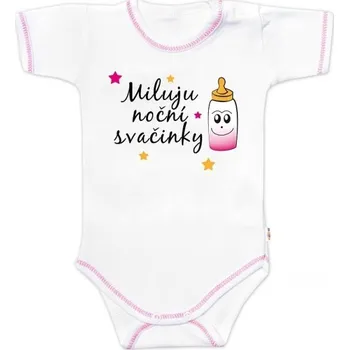Kojenecký body Body krátký rukáv s vtipným textem Baby Nellys, Miluju noční svačinky, holka, Velikost koj. oblečení 86 (12-18m)