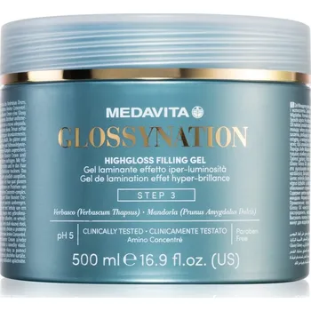 Vlasová regenerace Medavita Glossynation Highgloss Filling Gel gel na vlasy laminovací gel se zrcadlovým efektem 500 ml