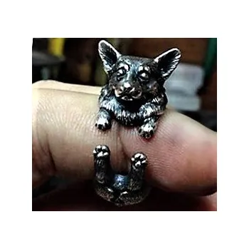 Prsten Stříbrný masivní prsten pes Welsh Corgi - DN181 (Stříbrný prsten welshan)