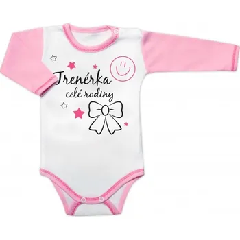Kojenecký body Body dlouhý rukáv s vtipným textem Baby Nellys, Trenérka celé rodiny, Velikost koj. oblečení 86 (12-18m)