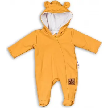 Baby Nellys Kojenecký teplákový overal s kapucí Teddy - hořčicový, vel. 86, Velikost koj. oblečení 86 (12-18m)