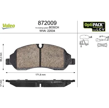 Brzdová destička Sada brzdových destiček, kotoučová brzda VALEO 872009