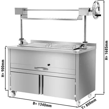 Kuchyňský gril G.Gastro Gril na dřevěné uhlí se zdvihem - 1,34 m