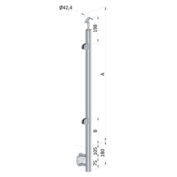 Zábradlí KOVIAN, s.r.o. Nerezový stĺp, bočné kotvenie, výplň: sklo, ľavý