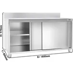 G.Gastro Nerezová pracovní skříň - 1,8 m - s posuvnými dveřmi & obkladovým panelem