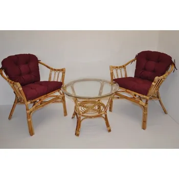 Sedací souprava Axin Trading s.r.o. Ratanová sedací souprava Subaliu - polstry vínový kepr