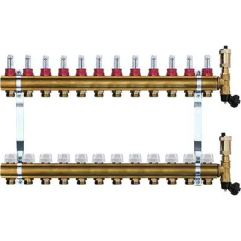 rozdělovač topení Mosazný rozdělovač s automatickým odvzdušněním - 12 cestný